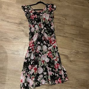 90s vintage midi dress flutter sleeve